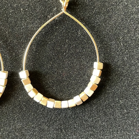 Gold and Silver Bead Earrings - Picture 2 of 5